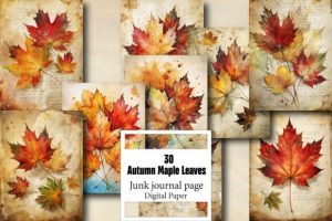 Autumn Maple Leaves Junk Journal Pages