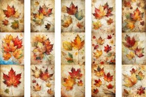 Alternative view of Autumn Maple Leaves Junk Journal Pages