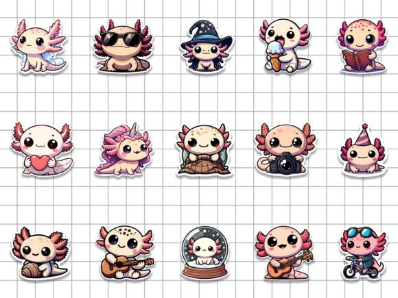 Axolotl Sticker Bundle | 50 PNG Stickers - Image 3