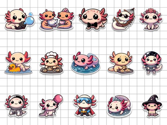 Axolotl Sticker Bundle | 50 PNG Stickers - Image 2