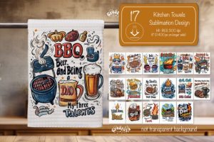 BBQ Kitchen Towel Bundle Sublimation Png