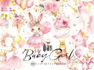 Baby Girl Nursery Watercolor Clipart