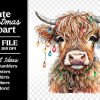 Baby Highland Cow Christmas Lights PNG