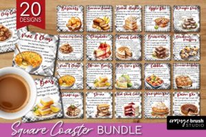 Baking Recipe Square Coaster Bundle