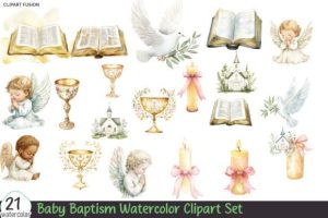 Baptism & Christening Watercolor Clipart