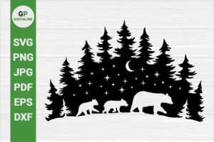 Bear Family, Snowy Woods, Christmas SVG