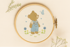 Alternative view of Bear with Butterfly Embroidery Design