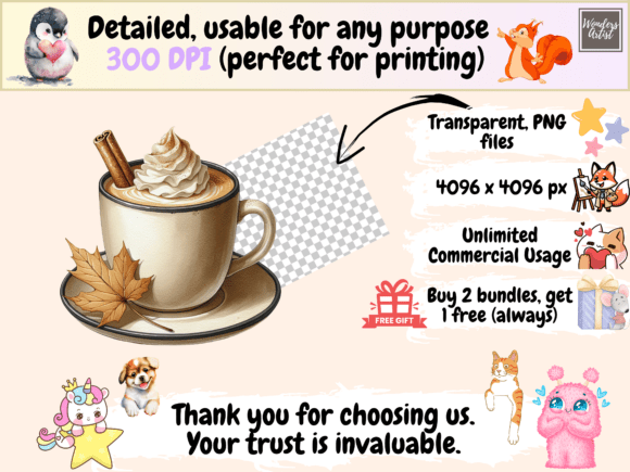 Beige & Black Autumn Clipart - Image 5