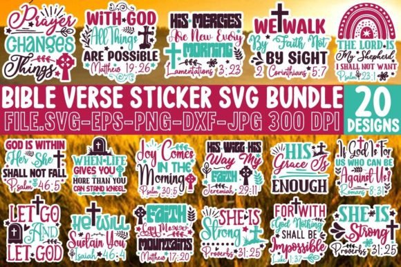 Bible Verse Stickers Bundle, Bible SVG