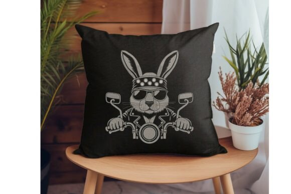 Biker Bunny Embroidery Design Rocker - Image 2
