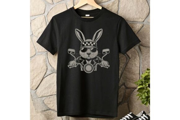 Biker Bunny Embroidery Design Rocker - Image 3