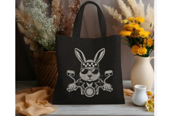 Biker Bunny Embroidery Design Rocker - Image 4