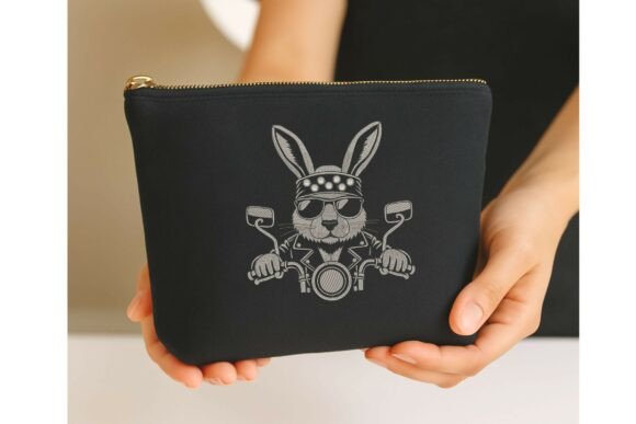 Biker Bunny Embroidery Design Rocker - Image 6