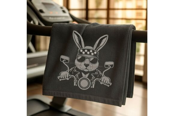 Biker Bunny Embroidery Design Rocker - Image 7