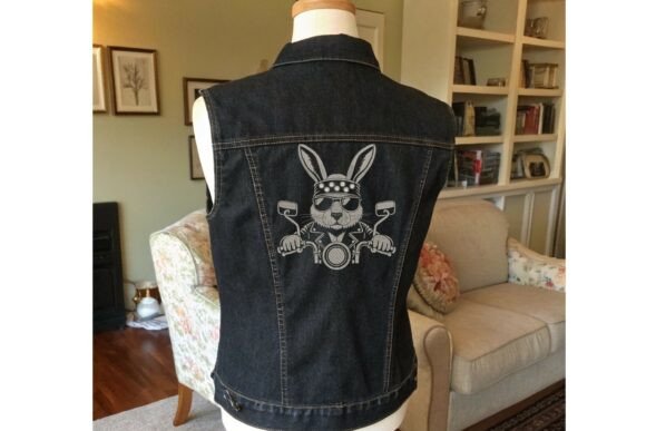 Biker Bunny Embroidery Design Rocker - Image 8