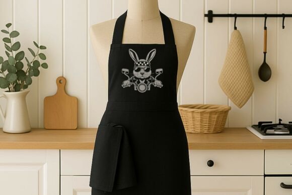 Biker Bunny Embroidery Design Rocker - Image 9