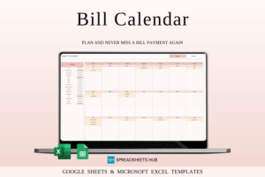 Bill Calendar Spreadsheet Template Excel
