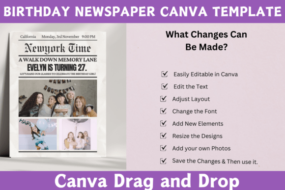 Birthday Newspaper Editable Template - Image 6