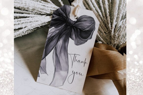 Black Bow Elegant Clipart Watercolor - Image 4