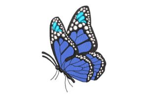 Black Butterfly with White Border Embroidery