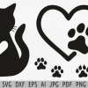 Black Cat SVG Cat Silhouette Paw Print