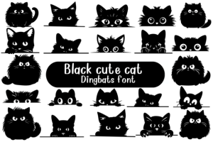 Black Cute Cat Font