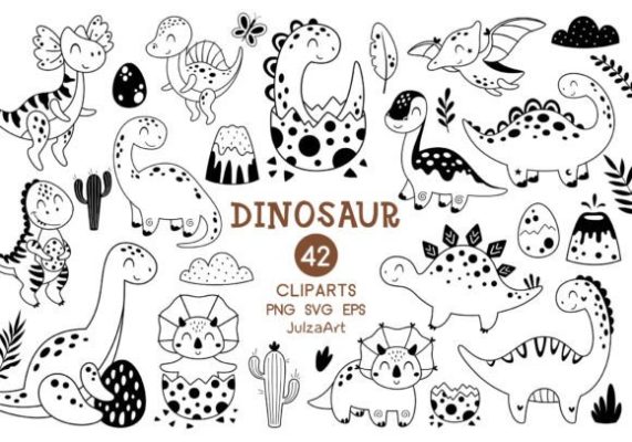 Black Dinosaur Clipart, Dino SVG PNG