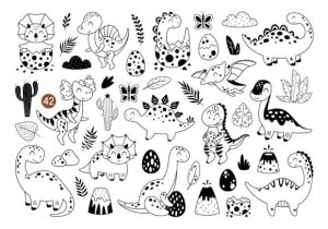 Alternative view of Black Dinosaur Clipart, Dino SVG PNG