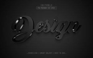 Alternative view of Black Metallic 3d Text Effect Style