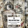 Black and White Pages Junk Journal Kit