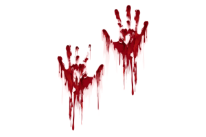 Blood Hand Stain. Crime Scene Horror Mar