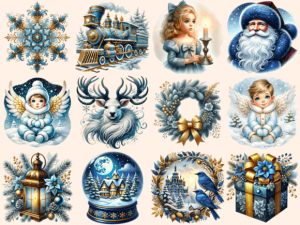 Alternative view of Blue Christmas Clipart P1