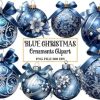 Blue Christmas Ornaments Clipart