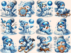 Alternative view of Blue Snowman Clipart P2