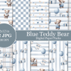 Blue Teddy Bear Baby Boy Digital Paper