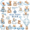 Blue Teddy Bear Clipart, Baby Shower Png