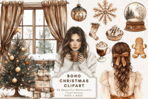 Boho Christmas Clipart