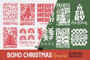 Alternative view of Boho Christmas SVG PNG Bundle
