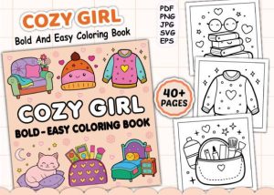 Bold and Easy Cozy Girl Coloring Pages