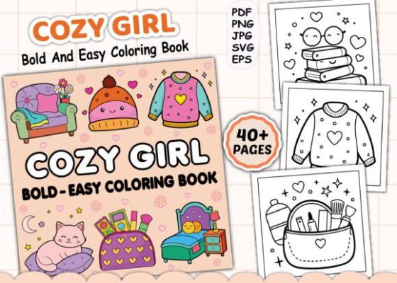 Bold and Easy Cozy Girl Coloring Pages