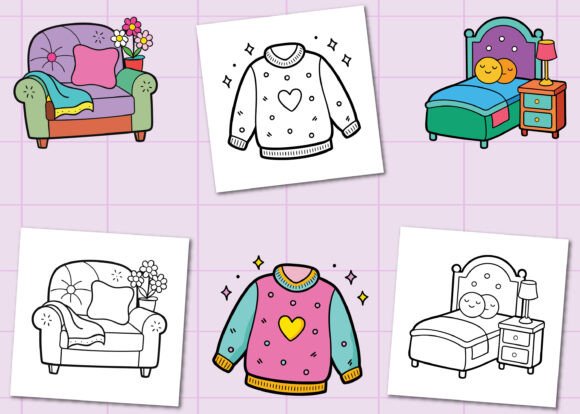 Bold and Easy Cozy Girl Coloring Pages - Image 2