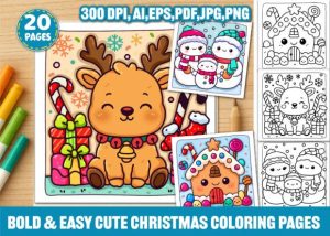 Alternative view of Bold-Easy Cute Christmas Coloring Pages