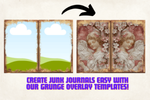 Alternative view of Book Junk Journal Overlay Canva Template
