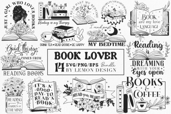 Alternative view of Book Lover SVG Design Bundle
