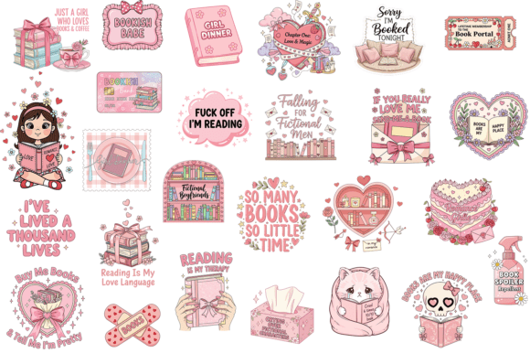 Bookish Girlie PNG Bundle, Book Lovers - Image 2