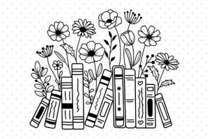 Alternative view of Books Lover SVG, Book with Flower SVG