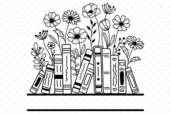 Books Lover SVG, Book with Flower SVG - Image 3