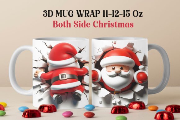 Both Side 3D Santa Christmas Mug Wrap