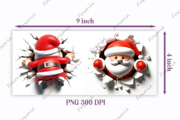 Both Side 3D Santa Christmas Mug Wrap - Image 2