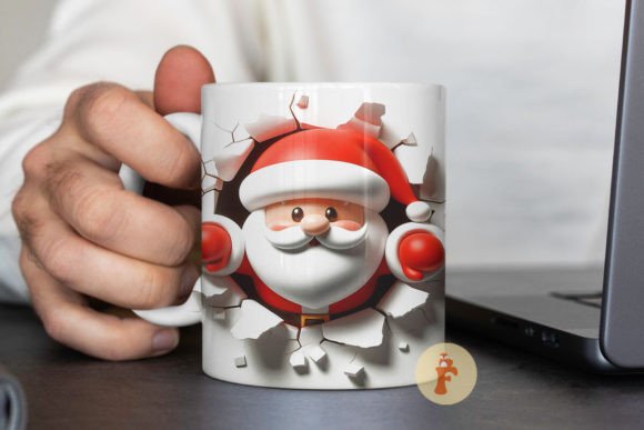Both Side 3D Santa Christmas Mug Wrap - Image 3